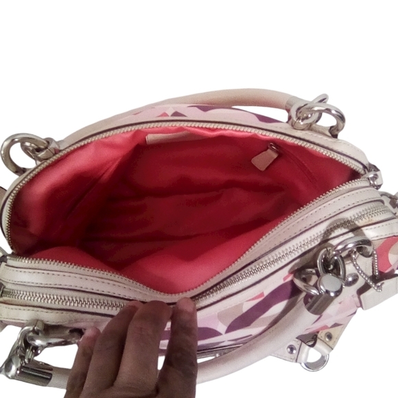 Coach Signature Scribble Print Crossbody Satchel – Multicolor Sateen & Leather - Picture 7 of 10